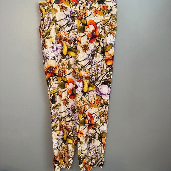 NWT Chicos Linen Flora Print Straight Leg Pants Size 3.5T 3.5 Tall Large - Picture 2 of 8